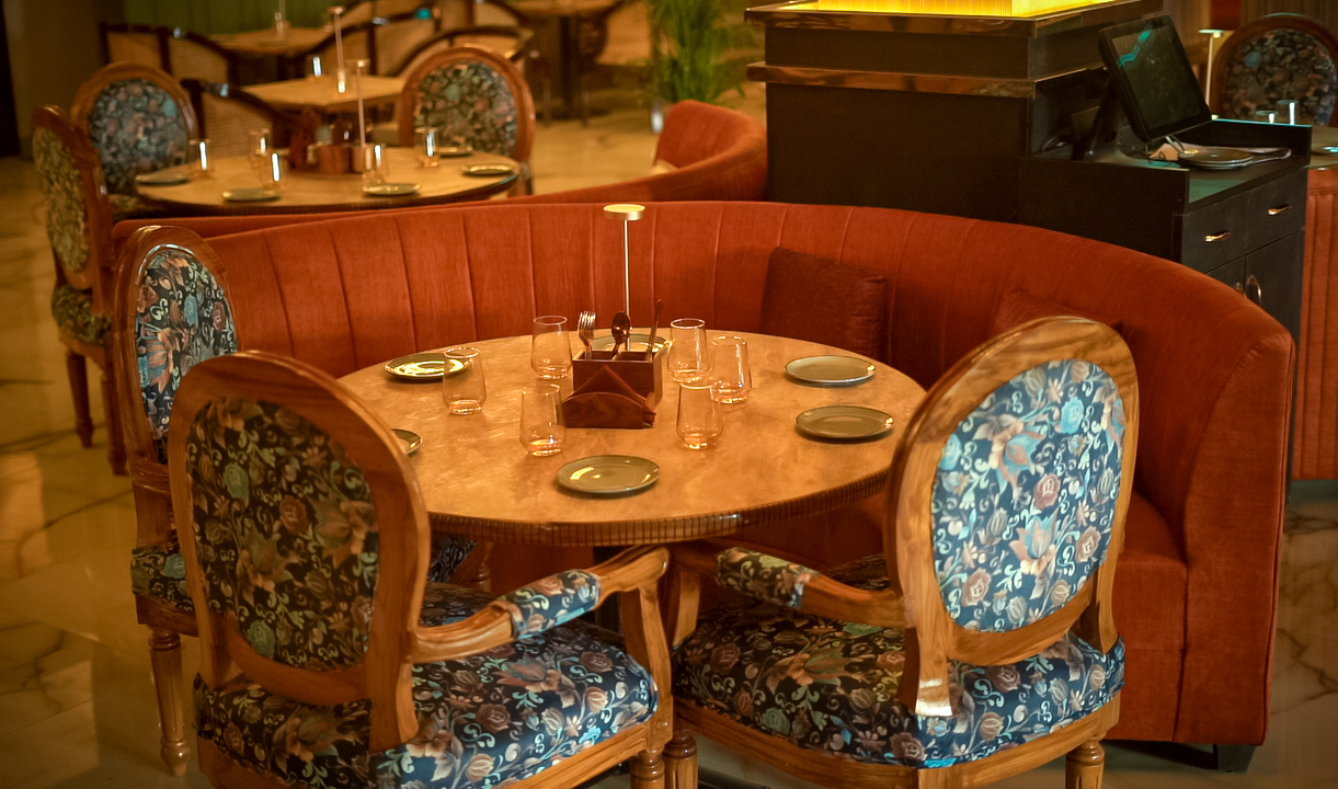 Elegant dining interiors at Infusion Neo Kitchen & Bar restaurant and bar in Ganga Nagar Meerut